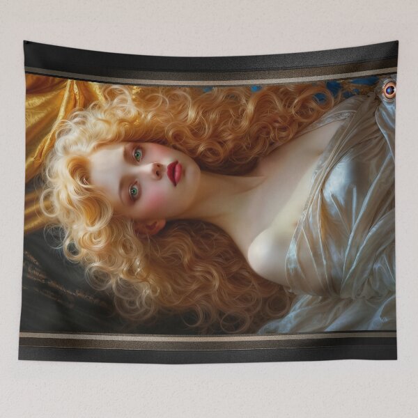 Item preview, A Captivating Ethereal Beauty With Golden Curls Captivating AI Concept Art by Xzendor7 designed and sold by Xzendor7 Digital Art Creations.