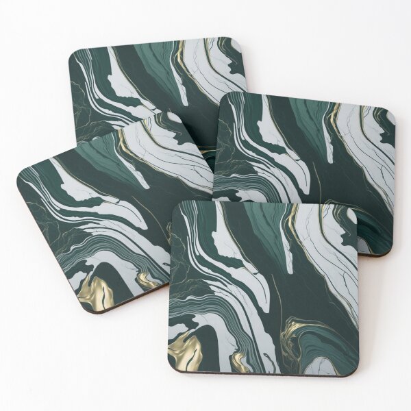Item preview, Green and white with gold splash marble  designed and sold by QuantaSync.