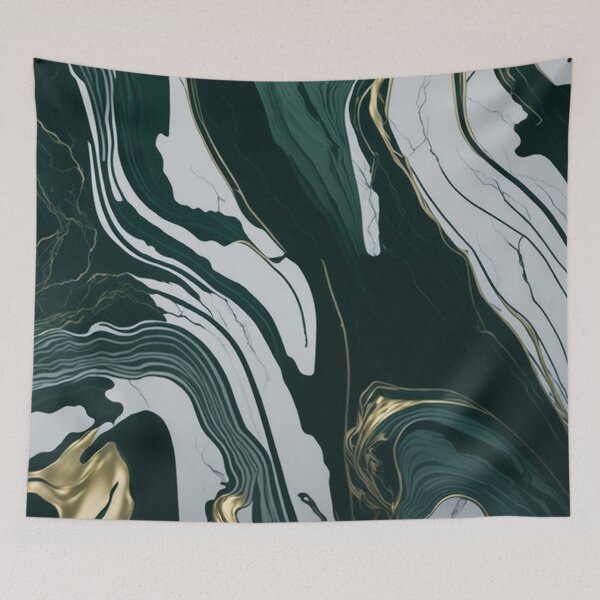 Item preview, Green and white with gold splash marble  designed and sold by QuantaSync.