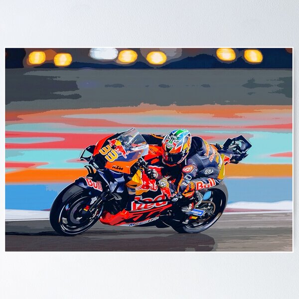 Item preview, Brad Binder hanging from his 2024 MotoGP motorcycle through the corners watercolor designed and sold by Rodissimus1984.