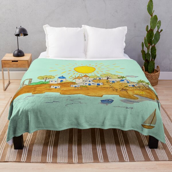 Item preview, Charming Mykonos Sunset - Greek Island Illustration designed and sold by the little fennec.
