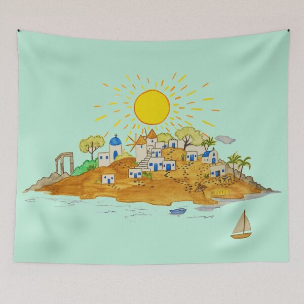 Item preview, Encantadora puesta de sol en Mykonos - Ilustración de la isla griega designed and sold by the little fennec.