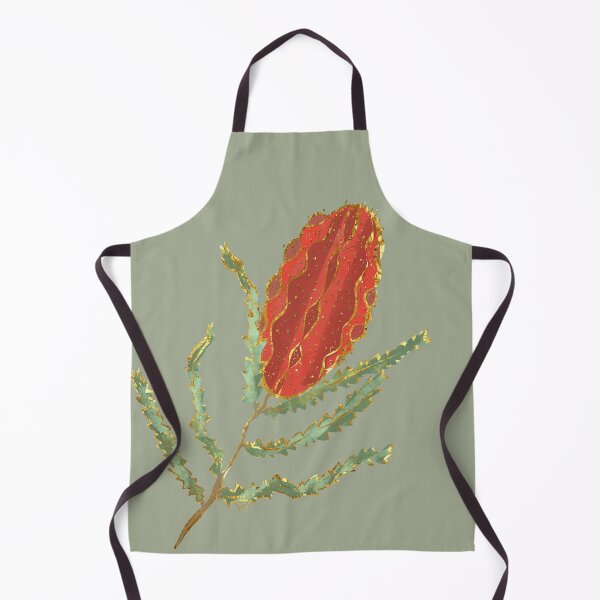 Item preview, 'Prosperity' Red Banksia Flower ft. Gold Leaf Accents designed and sold by Venus-in-Virgo.