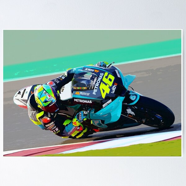 Artikel-Vorschau von Aquarell von Valentino Rossi mit seinem 2021er MotoGP-Motorrad in Katar, designt und verkauft von Rodissimus1984.