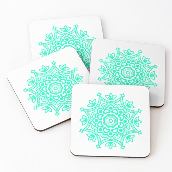 Item preview, Aqua circular folk motif designed and sold by Kalpa.