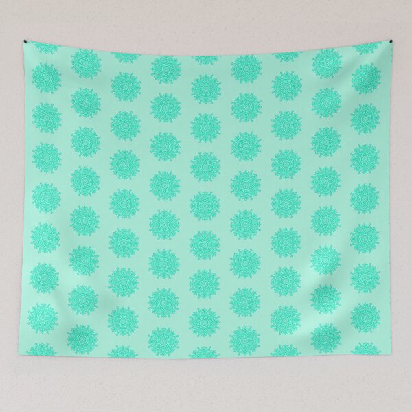 Item preview, Aqua circular folk motif designed and sold by Kalpa.