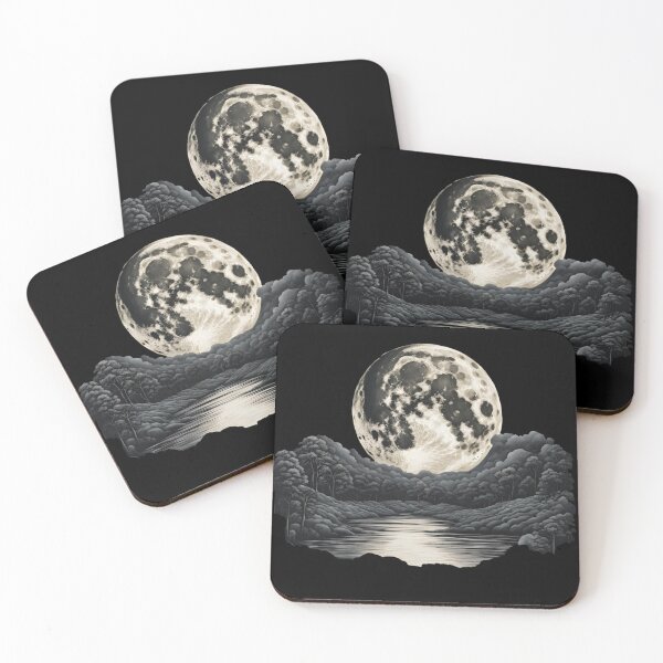 Item preview, Night Landscape with Full Moon over a Tranquil Lake designed and sold by Krystian9809.