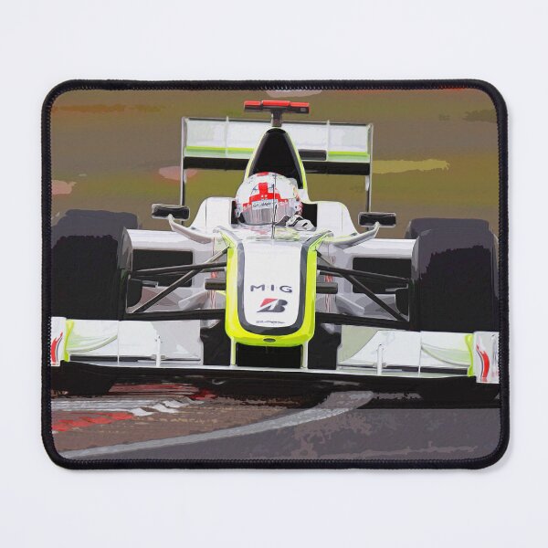 Item preview, Jenson Button racing in his Brawn GP 2009 F1 car during the British Grand Prix at Silverstone watercolor designed and sold by Rodissimus1984.