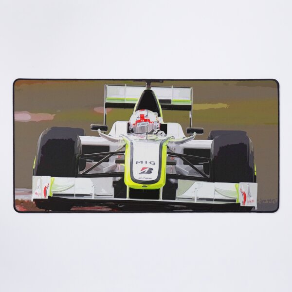 Item preview, Jenson Button racing in his Brawn GP 2009 F1 car during the British Grand Prix at Silverstone watercolor designed and sold by Rodissimus1984.