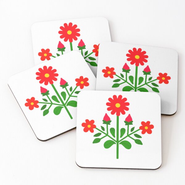 Item preview, Red floral folk motif designed and sold by Kalpa.