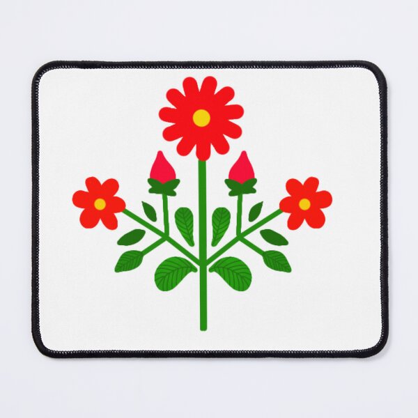 Item preview, Red floral folk motif designed and sold by Kalpa.
