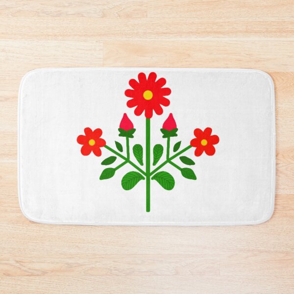 Item preview, Red floral folk motif designed and sold by Kalpa.