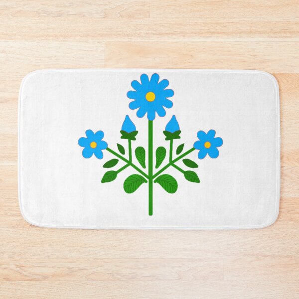 Item preview, Blue floral folk motif designed and sold by Kalpa.