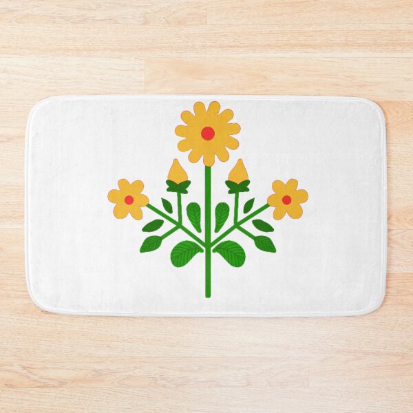 Item preview, Yellow floral folk motif designed and sold by Kalpa.