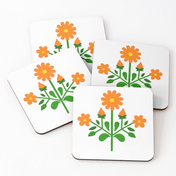 Item preview, Orange floral folk motif designed and sold by Kalpa.