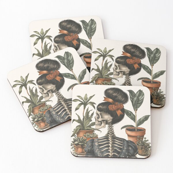 Item preview, Vintage Gothic Skeleton with Plants - Unique Art Print designed and sold by nshaltiel.