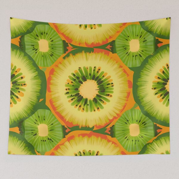 Item preview, Green Kiwi Slices Pattern, Modern Painted All Over Print designed and sold by patterncrow.
