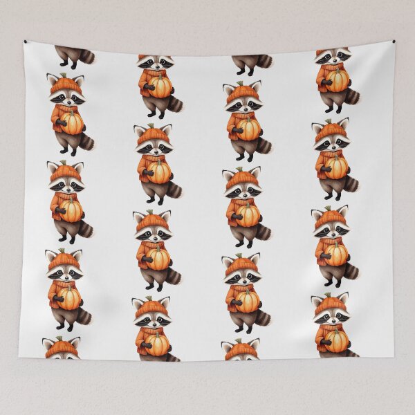Item preview, Whimsical Watercolor Raccoon With Pumpkin designed and sold by Victoria Riabov.