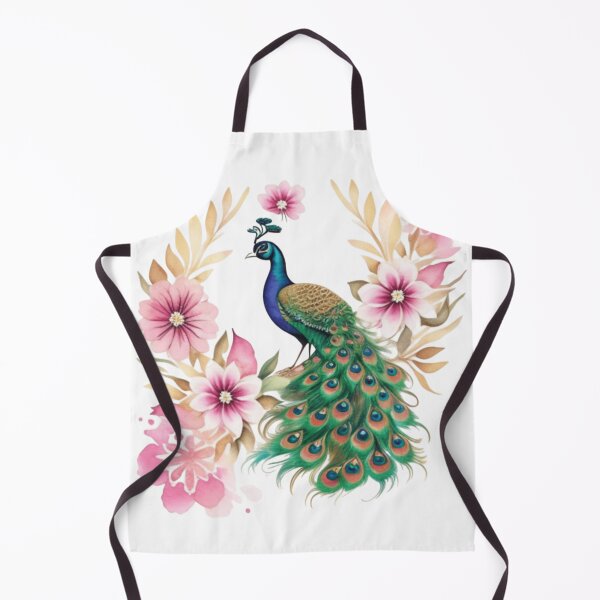 Item preview, Peacock and pink flowers designed and sold by Roxburylane.