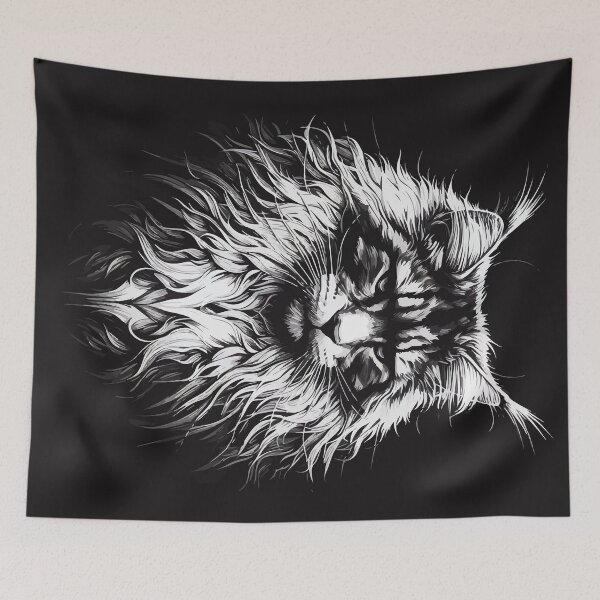 Item preview, Monochromatic Outline Maine coon Cat designed and sold by TomFrontierArt.
