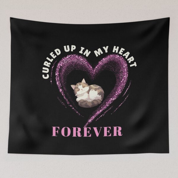 Item preview, Curled Up In My Heart Forever Cat Lovers Pet Loss Grief  designed and sold by StudioTina.