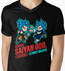 Dragon Ball Super - 8-bit Super Saiyan Blue Men's V-Neck T-Shirt