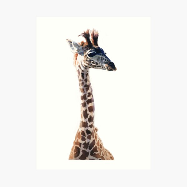"Little Giraffe" Wildlife Animal Watercolor Art Print