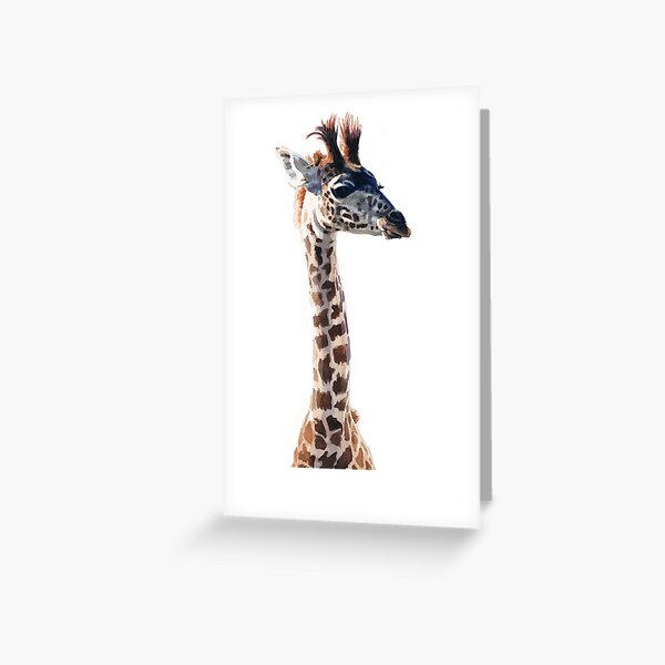 "Little Giraffe" Wildlife Animal Watercolor Greeting Card