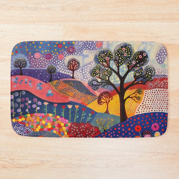 Item preview, Folk Art Glowing Floral Landscape with Polka Dots designed and sold by Neika Shimm Designs.