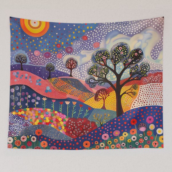 Item preview, Folk Art Glowing Floral Landscape with Polka Dots designed and sold by Neika Shimm Designs.