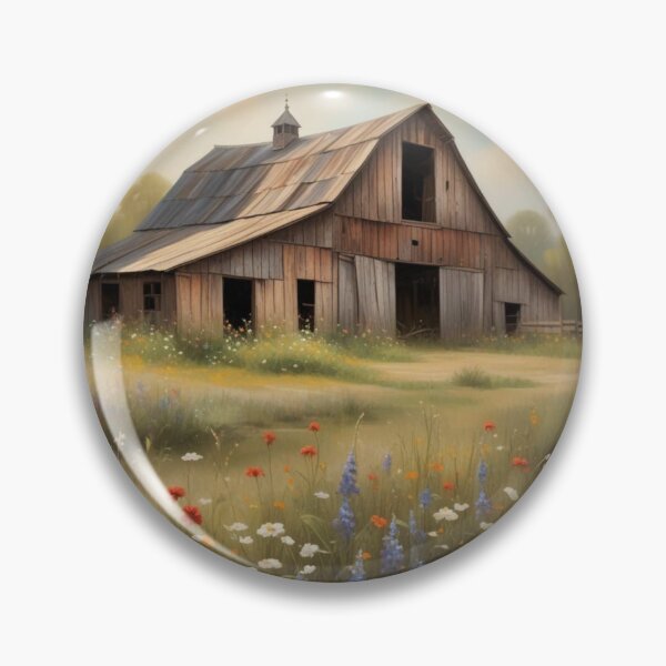 Item preview, Rustic Charm: Landscape of An Old Barn with Wildflowers designed and sold by mustardseed-410.
