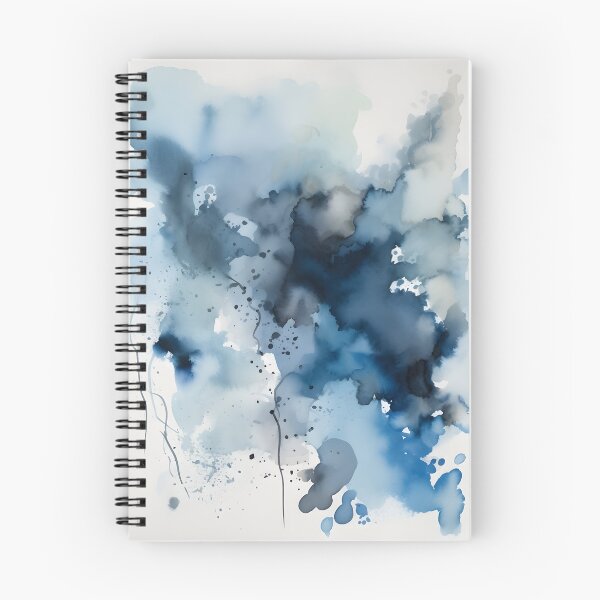 Aperçu de l'œuvre Aquarelle Dark Moody, Bleu Noir Gris, Nuageux Abstrait Minimaliste Fine Art Print créée et vendue par Lightweav.