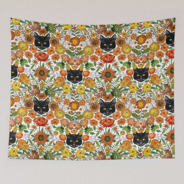 Item preview, Black Cats in an Autumn Garden designed and sold by IrishVikingDesigns.