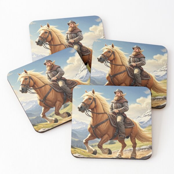 Item preview, cartoon haflinger horse with a viking on top designed and sold by OxiSkor.