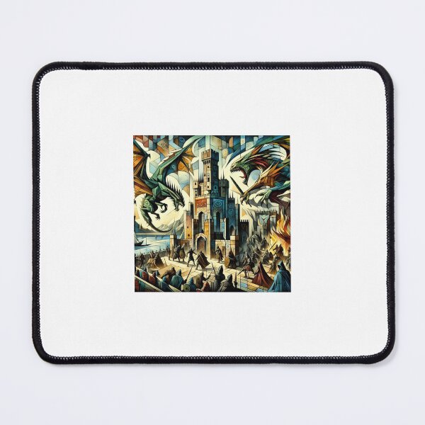 Item preview, Eternal Flames: The Cubist Battle of Greens and Blacks designed and sold by HugoTrader.