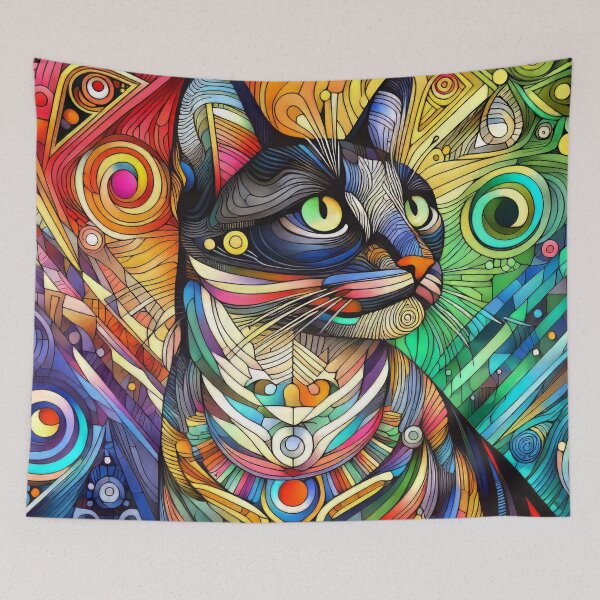 Item preview, Artistic Cat Portrait design designed and sold by CattyCornerPOD.