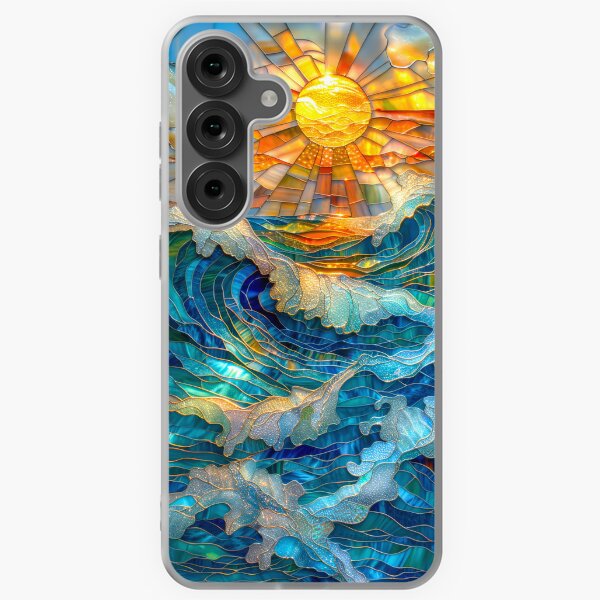 Item preview, Whimsical Ocean Waves at Sunset: Stained Glass Mosaic designed and sold by MargaretWiktor.