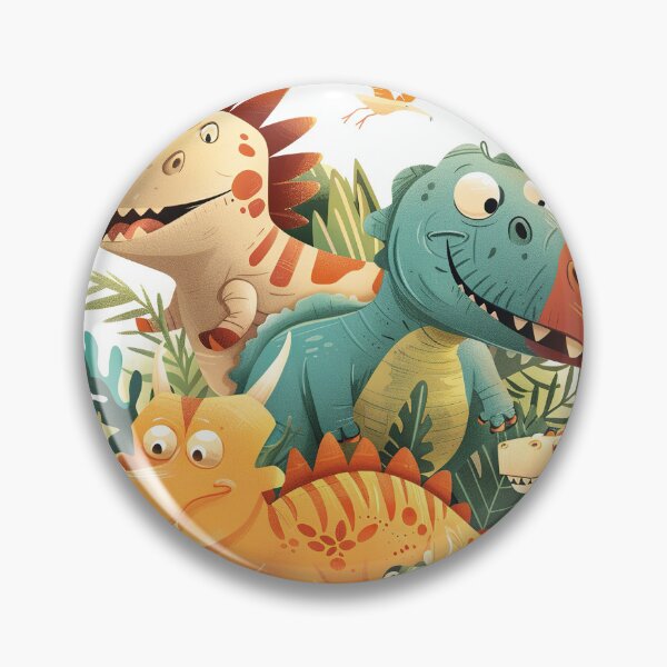 Aperçu de l'œuvre  Dinosaures colorés mignons, art amusant des dinosaures créée et vendue par Inktown.
