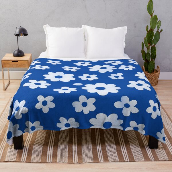 Item preview, Pale Little Daisy Flowers Floral Pattern on Blue designed and sold by victorsuarez.
