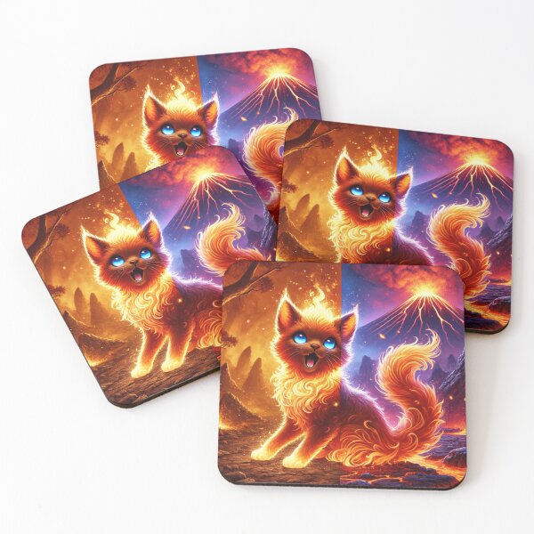 Item preview, Fiery Dual Nature Cat in Lava Landscape designed and sold by TeslaSt0re.