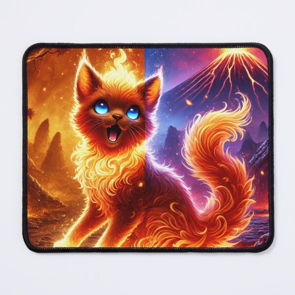 Item preview, Fiery Dual Nature Cat in Lava Landscape designed and sold by TeslaSt0re.