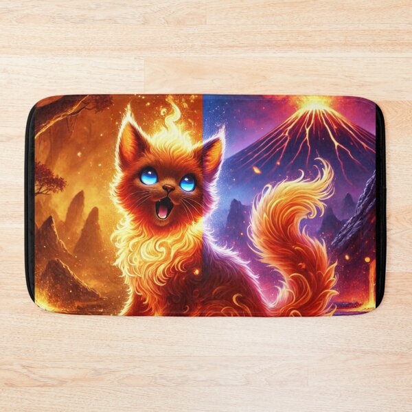 Item preview, Fiery Dual Nature Cat in Lava Landscape designed and sold by TeslaSt0re.