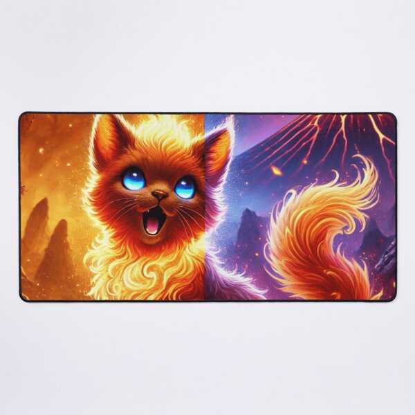 Item preview, Fiery Dual Nature Cat in Lava Landscape designed and sold by TeslaSt0re.