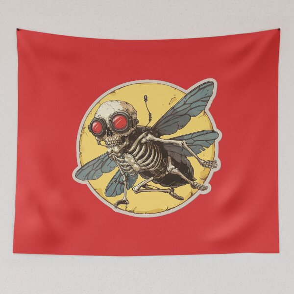 Item preview, Skeleton Fly - Steampunk Skull Insect Art Print designed and sold by nshaltiel.