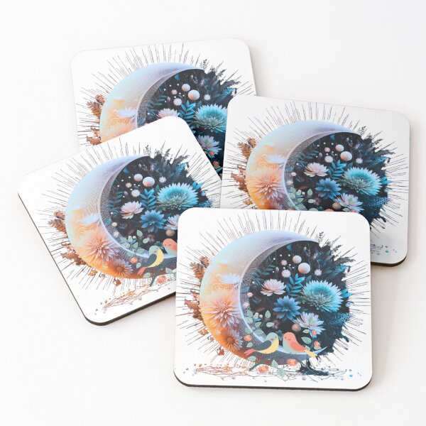 Item preview, Love Birds Floral Moon Art designed and sold by Modern-Tropical.