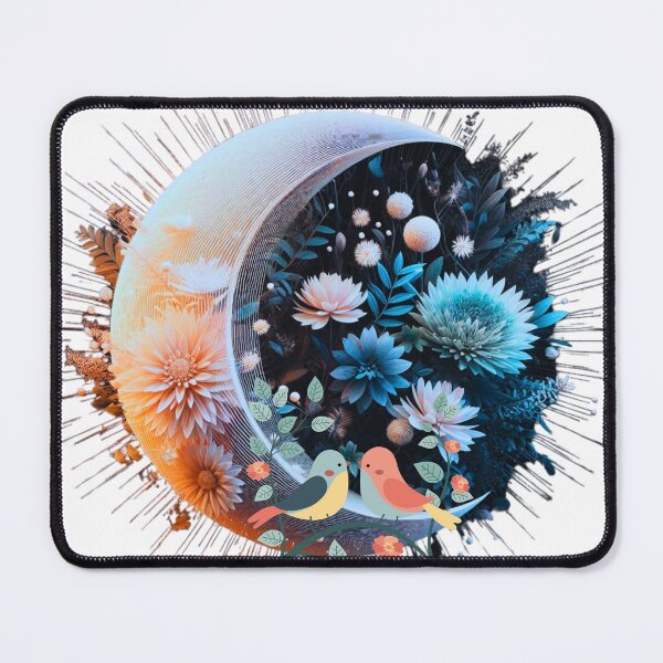 Item preview, Love Birds Floral Moon Art designed and sold by Modern-Tropical.