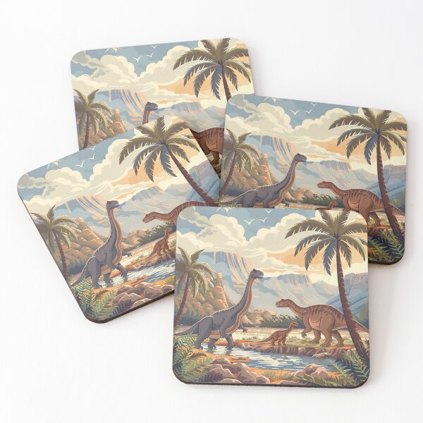 Item preview, Prehistoric scene with plant eating dinosaurs , brachiosaurus  dino designed and sold by Inktown.