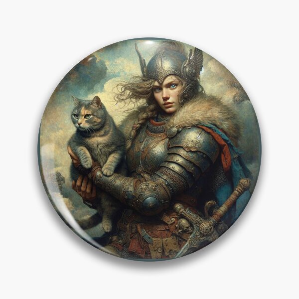 Item preview, BEAUTIFUL VALKYRIE WARRIOR AND HER CAT designed and sold by CinemaObscura.
