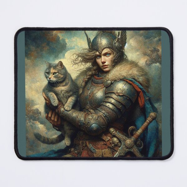 Item preview, BEAUTIFUL VALKYRIE WARRIOR AND HER CAT designed and sold by CinemaObscura.