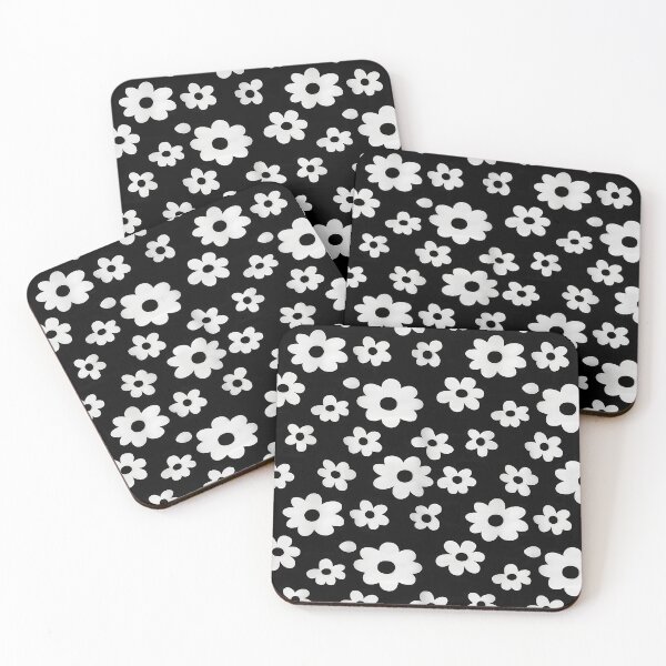 Item preview, Pale Little Daisy Flowers Floral Pattern on Black designed and sold by victorsuarez.